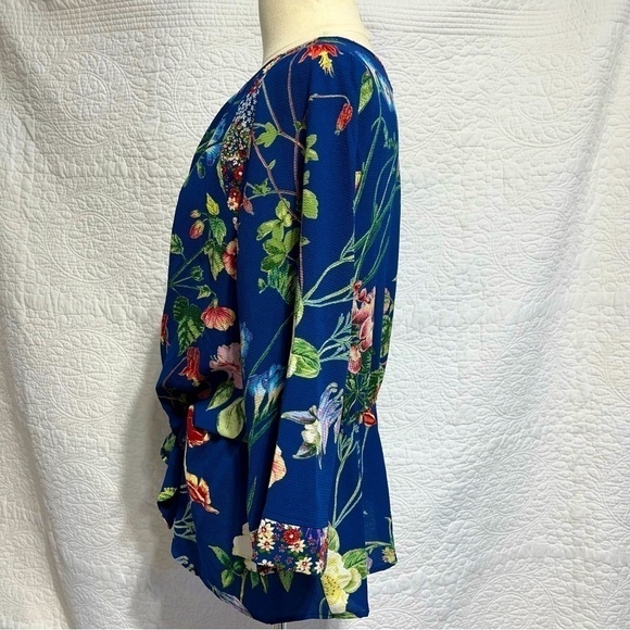 Nwt Olive Hill Womens Multi Floral Tie Up Tunic Blouse, Size Medium - Picture 5 of 15